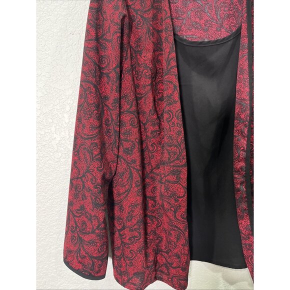 Croft and Barrow Top Womens 3X Red Black Open Cardigan Jacquard Office Career - Picture 3 of 8